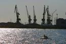 Berdiansk. Water-bike and port cranes, Zaporizhzhia Region, Cities 