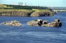 Zaporizhzhia. Rocks of tailrace of dam Dniproges, Zaporizhzhia Region, Geological sightseeing 