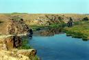 Radyvonivka. Picturesque rocky shore of Berda, Zaporizhzhia Region, Rivers 