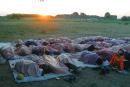 Terpinnia. Group of tourists relaxing in Stone Grave, Zaporizhzhia Region, Peoples 