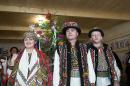 Verkhovyna. Hutsul wedding - the newlyweds and the witness, Ivano-Frankivsk Region, Peoples 