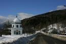 Dora. The highway Yaremche - Delyatin and roadside chapel, Ivano-Frankivsk Region, Roads 