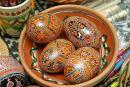 Kolomyia. The Museum of Easter Eggs - a clay plate with painted eggs, Ivano-Frankivsk Region, Museums 