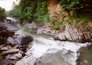 Kosiv. Waterfall Kosivsky Guk on the river Rybnitsa, Ivano-Frankivsk Region, Geological sightseeing 