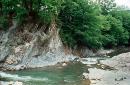 Sheshory. Sandstone cliffs around the riverbed, Ivano-Frankivsk Region, Geological sightseeing 