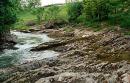 Sheshory. Waterfall below Silver Falls, Ivano-Frankivsk Region, Geological sightseeing 