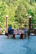 Yaremche. On the terrace of the restaurant Hutsul on the banks of the Prut, Ivano-Frankivsk Region, Peoples 